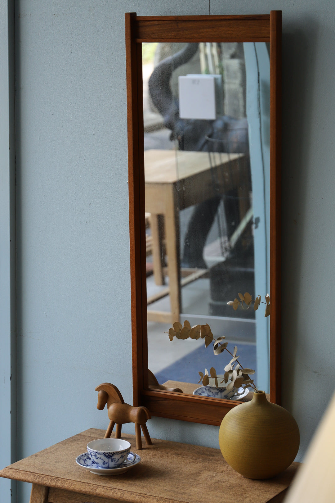 デンマークヴィンテージ ウォールミラー チーク材 壁掛け鏡 北欧