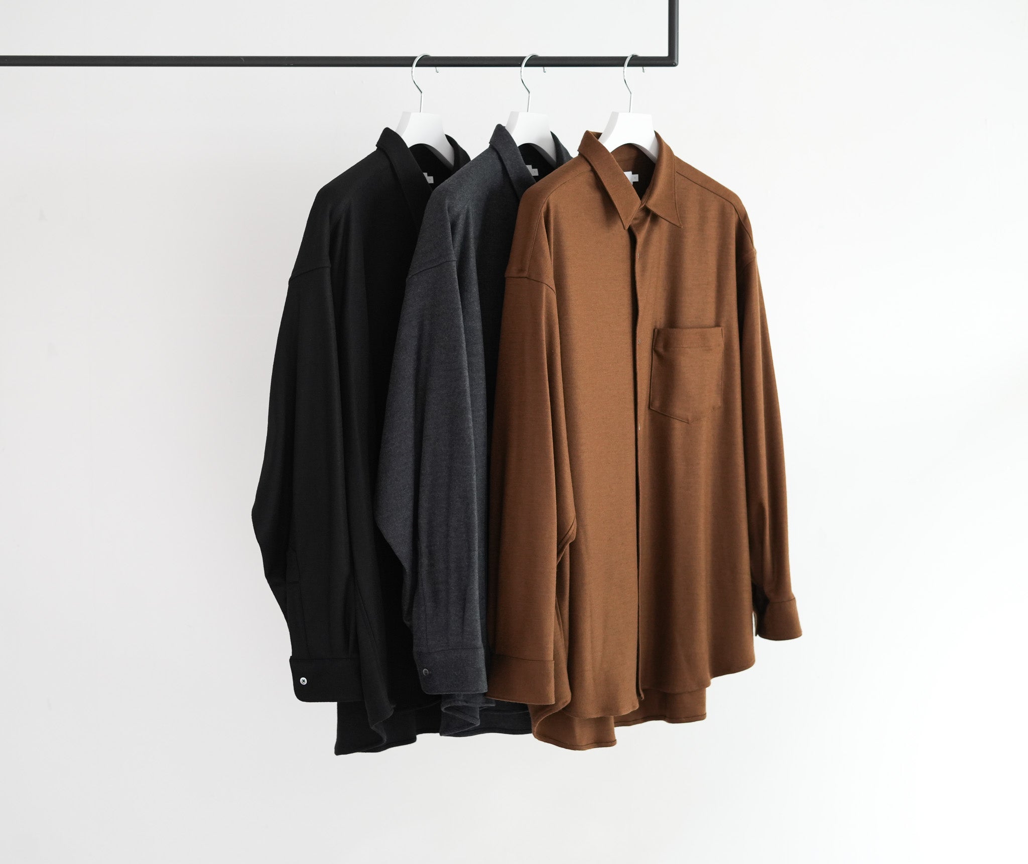 Graphpaper Wool Smooth Flannel Oversized Regular Collar Shirt