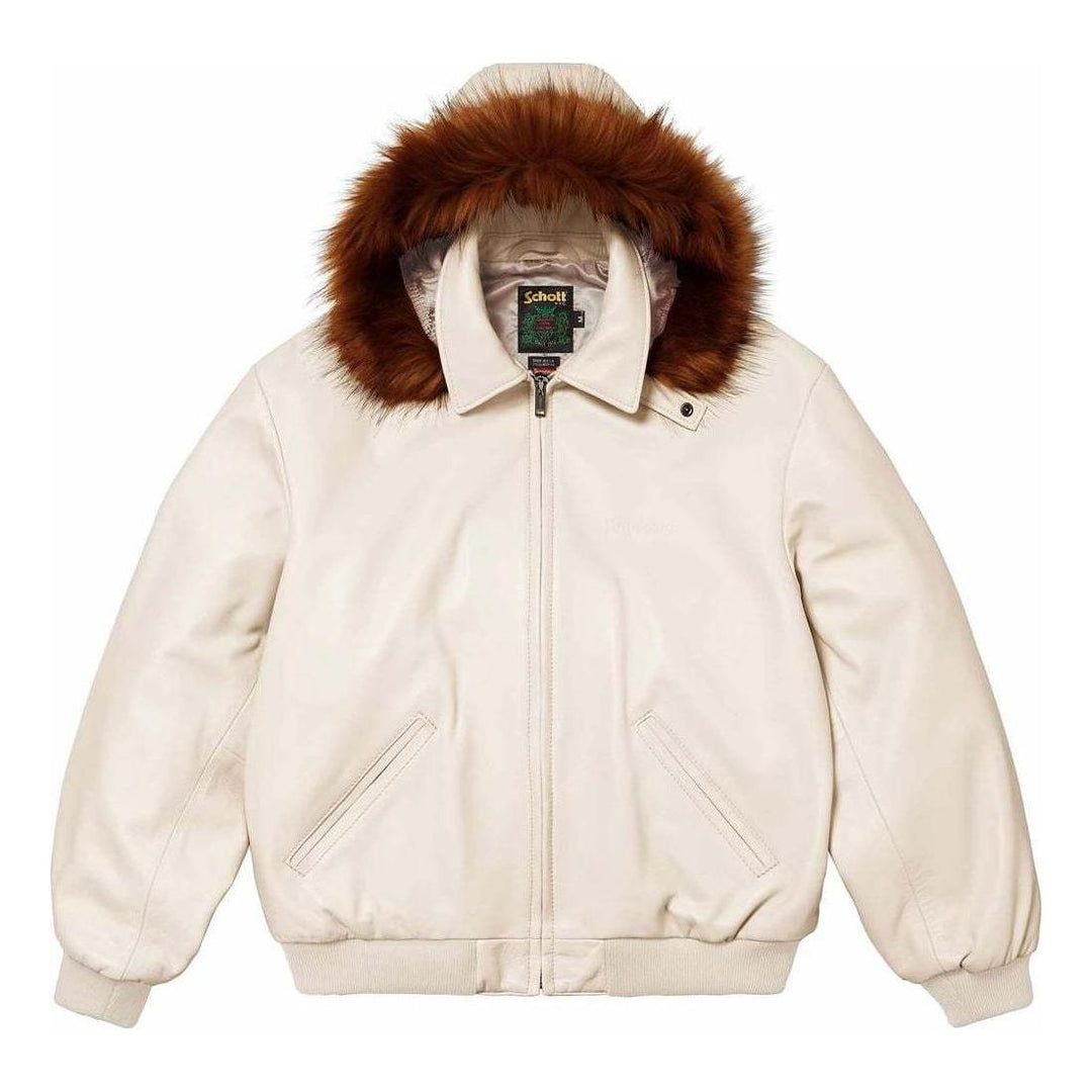 Supreme x Schott Hooded Leather Bomber Jacket 'White' SUP-SS24-076