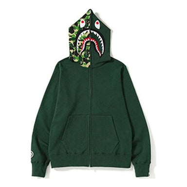 A Bathing Ape x UNDEFEATED Shark Camo Full Zip Hoodie 'Black Green