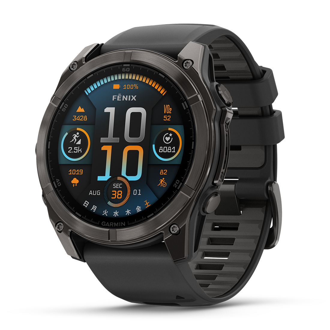 fenix 8 Sapphire AMOLED 43mm Ti Carbon Gray DLC / Black 010-02903