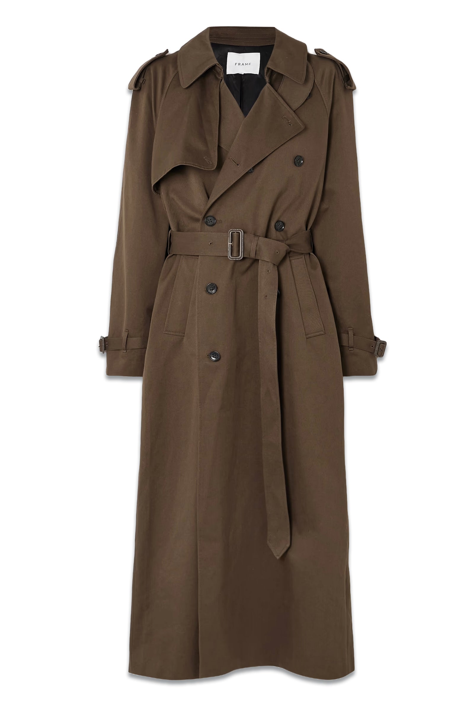 Frame Belted Double-breasted Cotton-gabardine Trench Coat