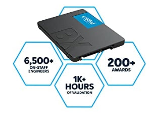 Crucial CT1000BX500SSD1 BX500 1TB 3D NAND SATA 2.5-Inch, up to