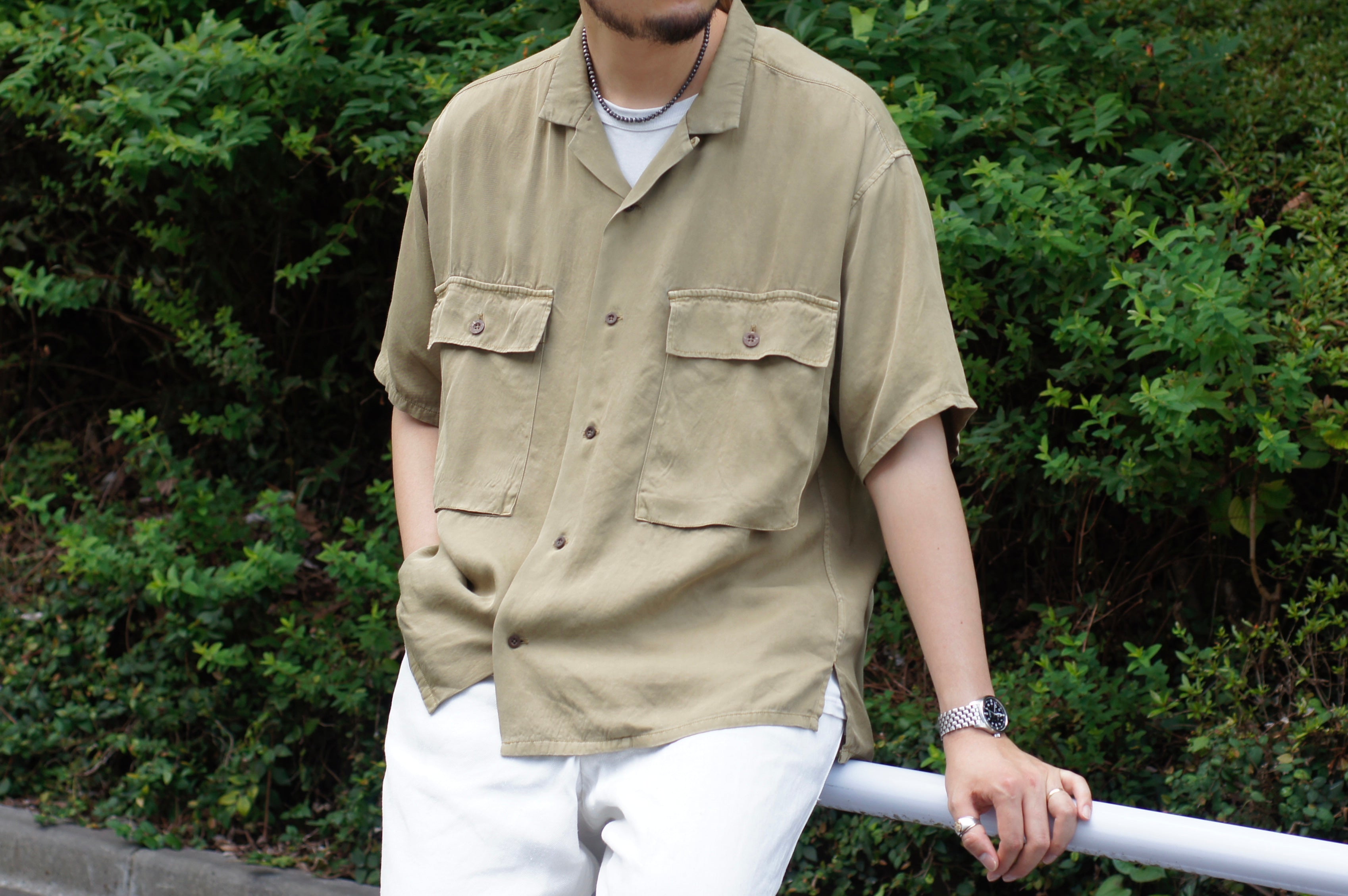 ミリタリー×開襟シャツ》ARMY SHIRT S/S - RAYON PIGMENT – ナイジェル