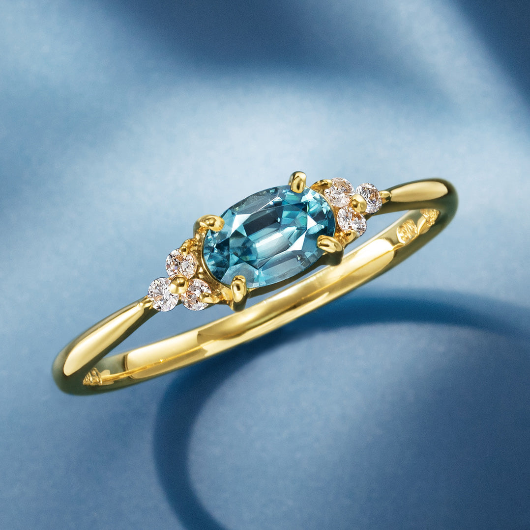 ビズー公式】ブルージルコン ダイヤモンド K18(18金) PTリング