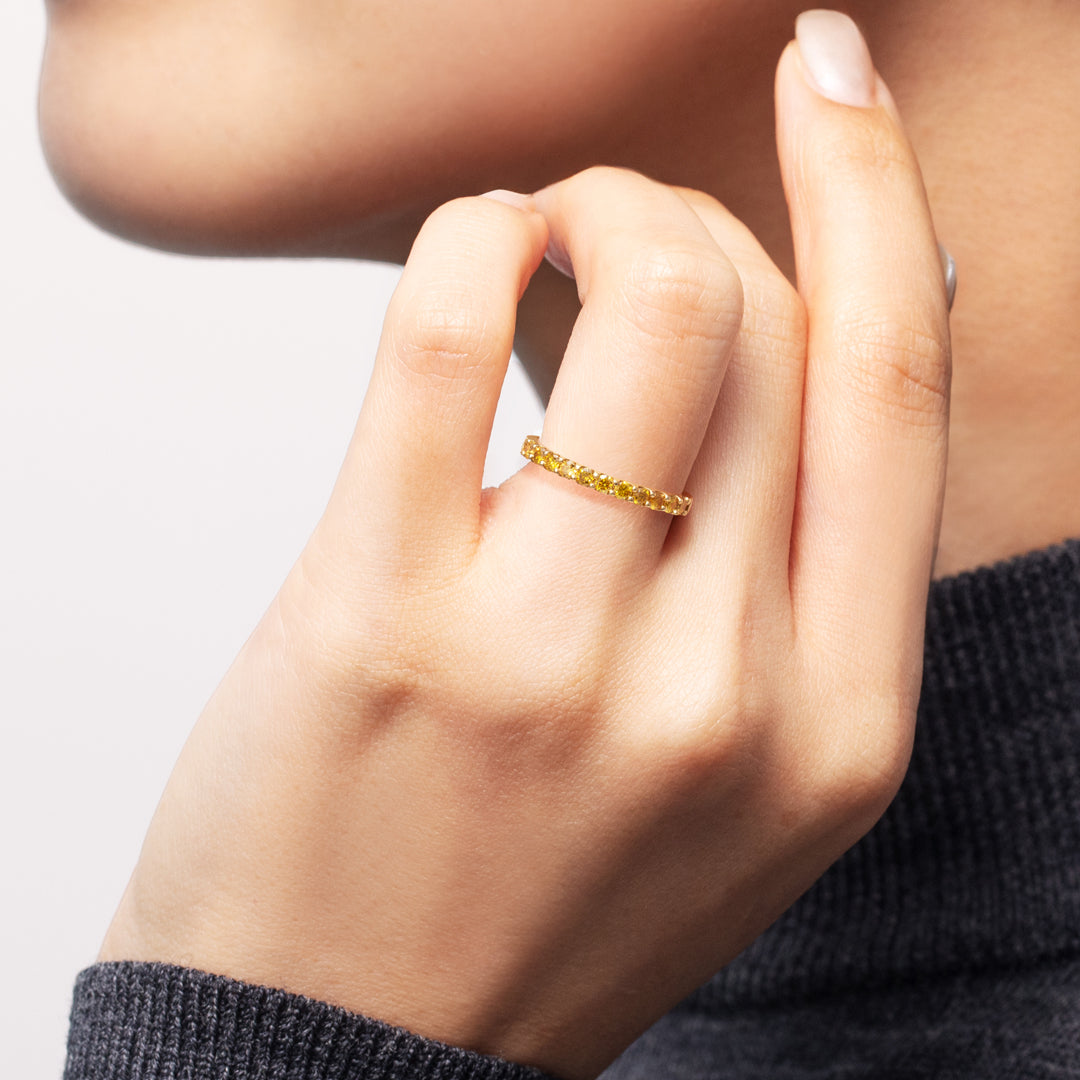 ビズー公式】オレンジ イエロー ダイヤモンド 11石 ハーフ エタニティ