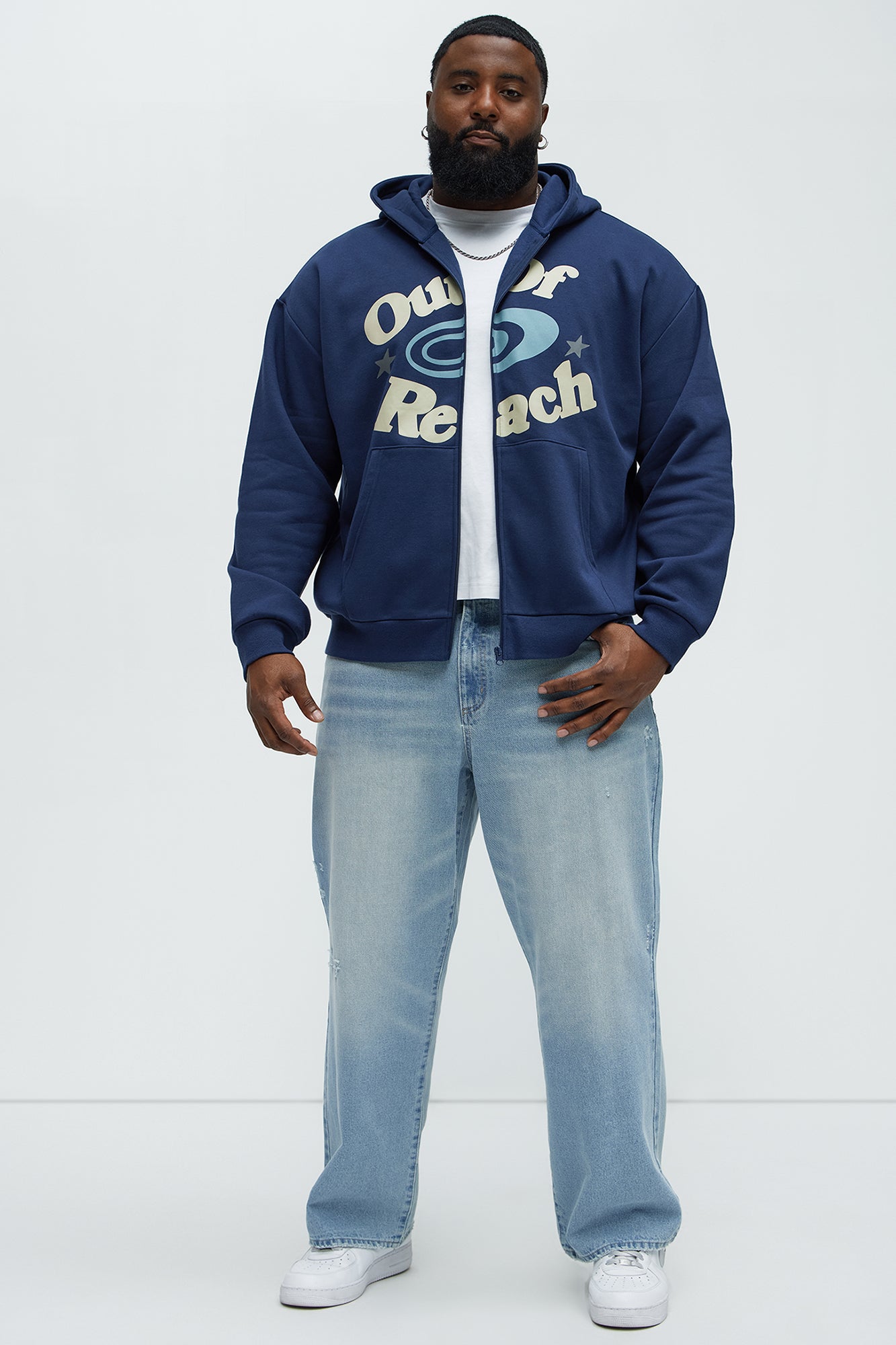 Lost In Space Zip Up Hoodie - Navy | Fashion Nova