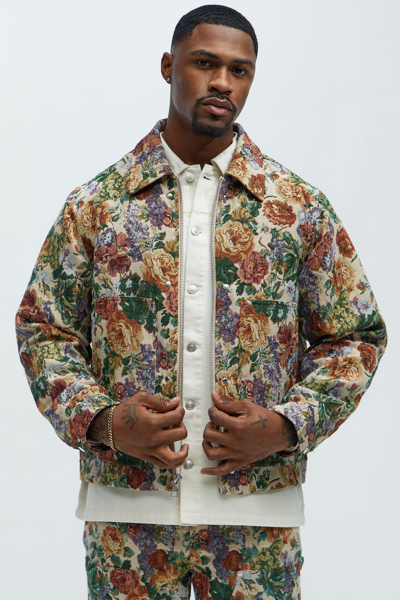 Bellevue Floral Tapestry Work Jacket - Green/combo | Fashion Nova