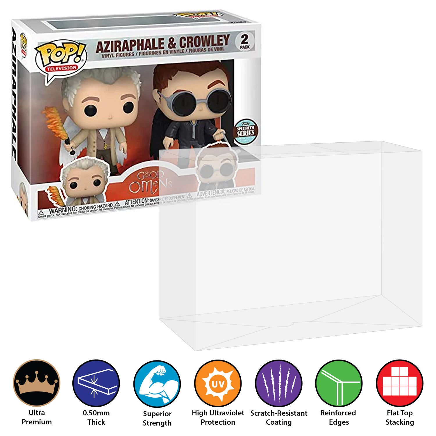 Funko POP! 2 Pack Good Omens Aziraphale & Crowley Pop Protector