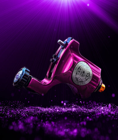 V6 Platinum Silver Bio-Mech — Hand-Engraved Bishop Rotary Tattoo Machi