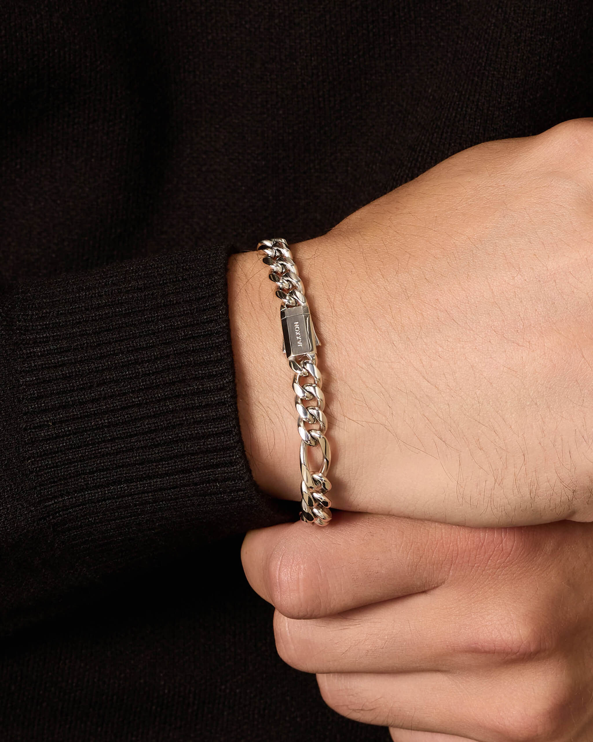 Figaro Bracelet - 8mm - Men's Silver Bracelet - JAXXON