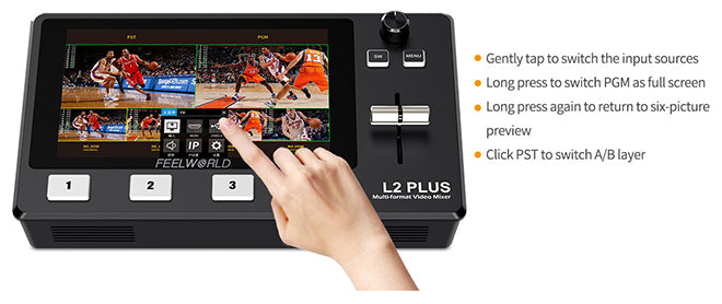 FEELWORLD L2 PLUS マルチカメラ ビデオ ミキサー スイッチャー 5.5