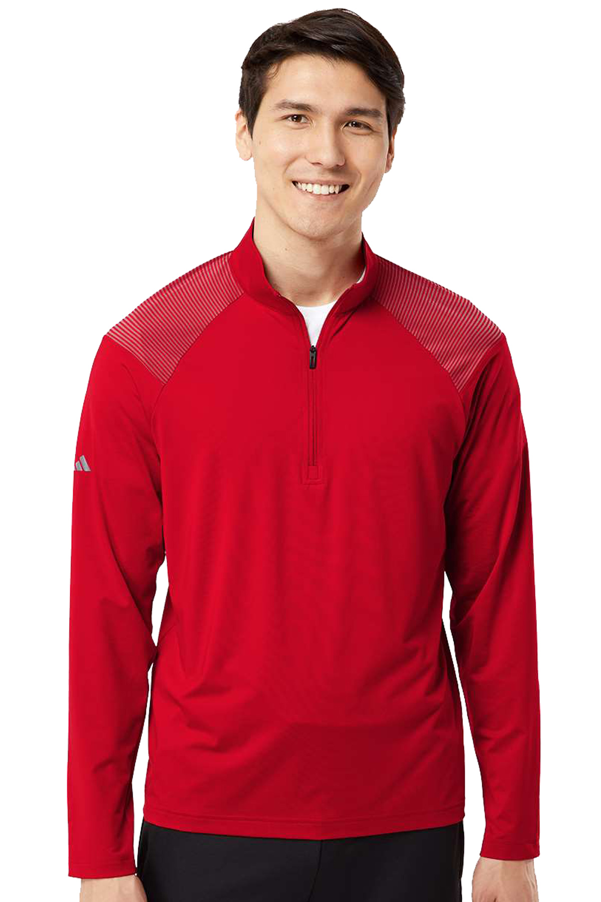 Adidas Embroidered Men's Shoulder Stripe Quarter-Zip Pullover