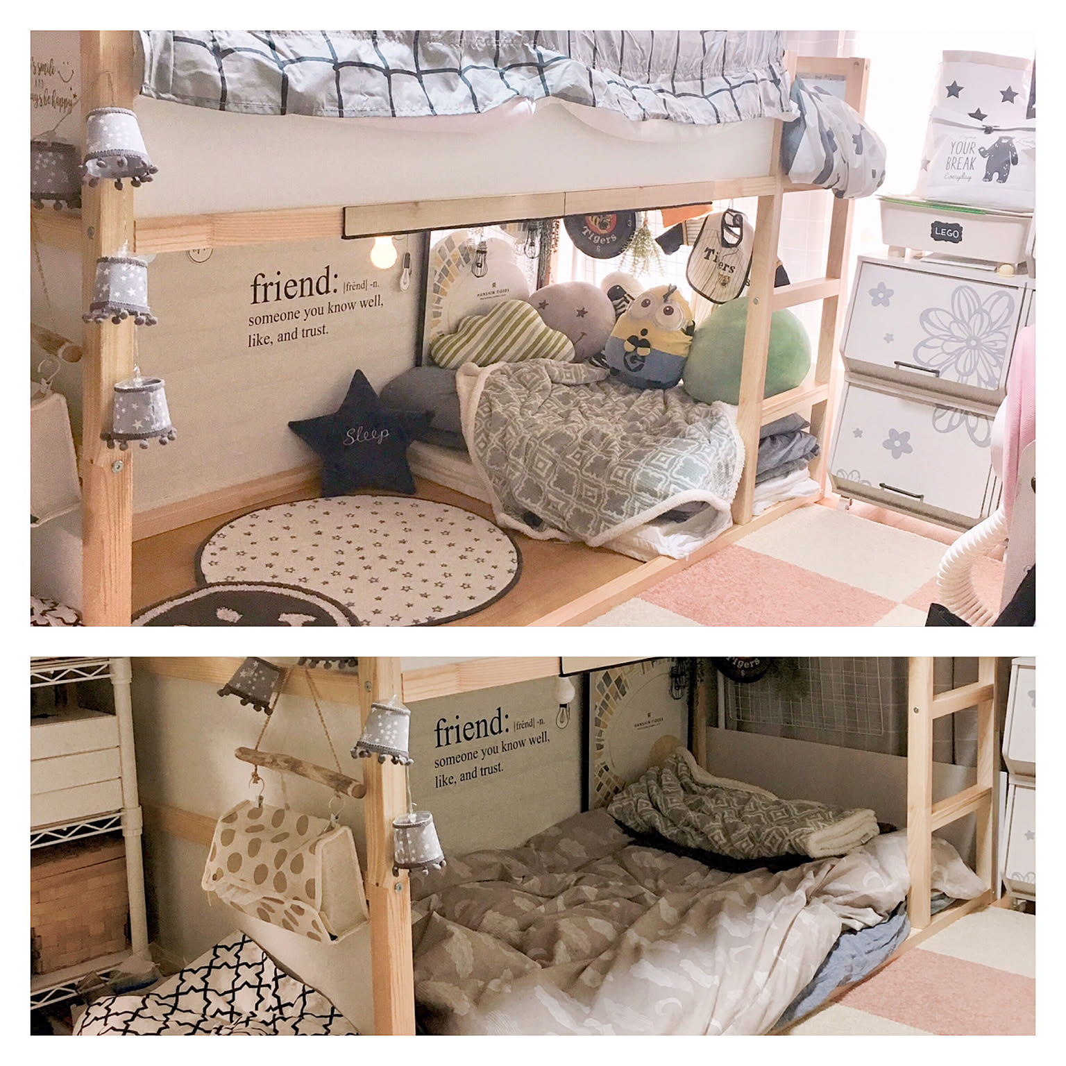 ベッド周り/ロフトベッド/KURA/IKEA/狭い部屋 などのインテリア実例