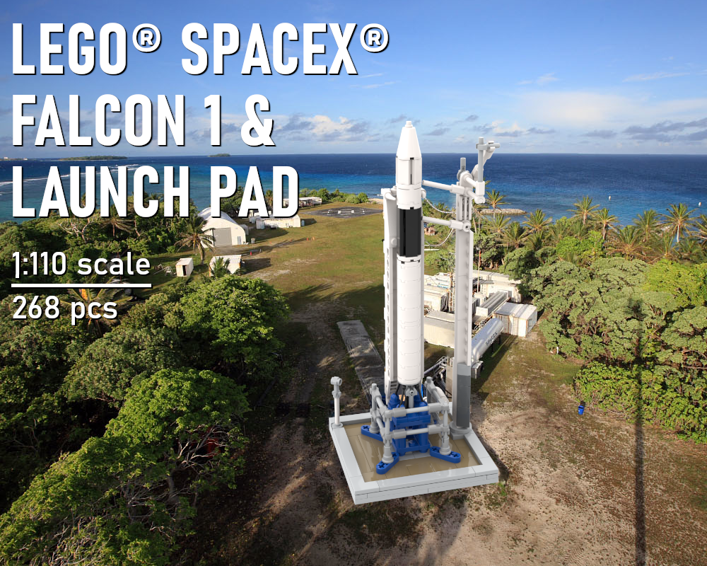 LEGO MOC SpaceX Falcon 1 & Launch Pad [Saturn V scale] by 0rig0