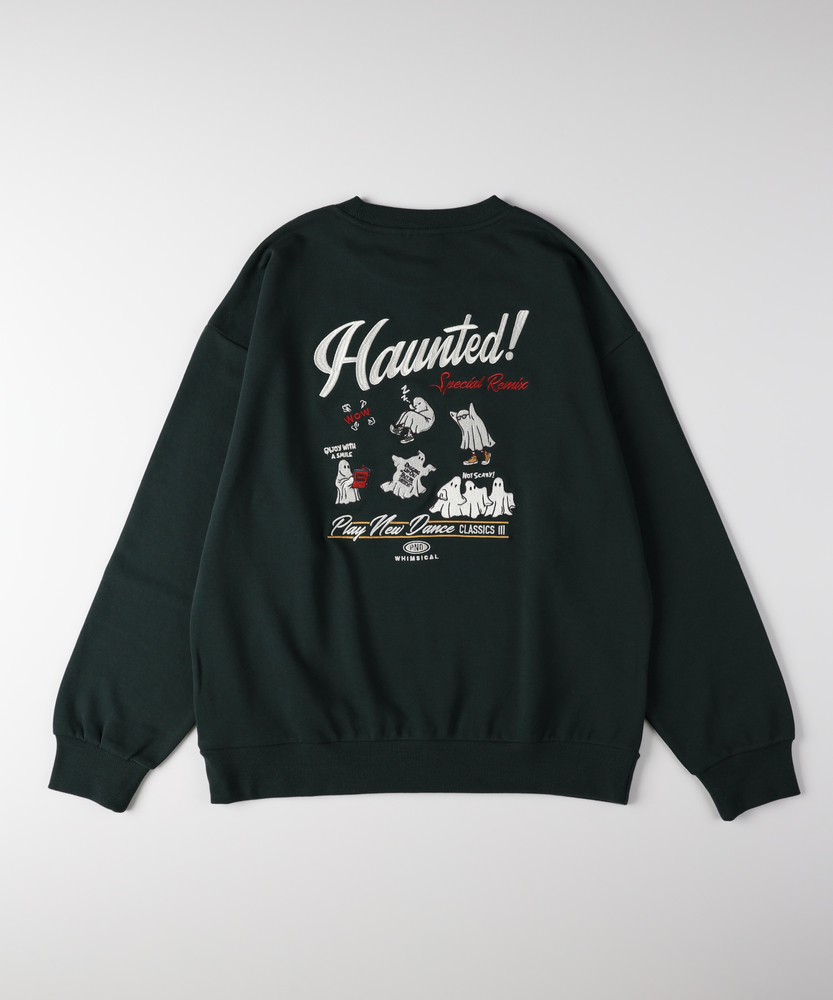 ゴースト刺繍クルーネックトレーナー(M グリーン): トップス｜Right-on