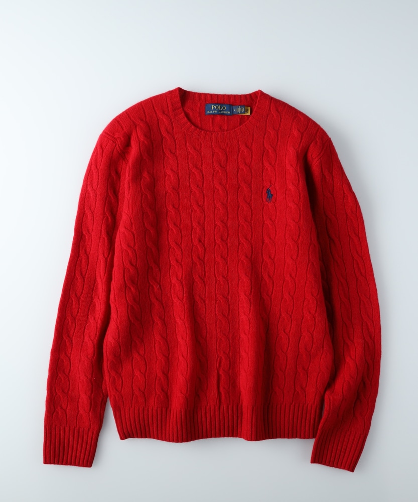 ケーブルウールカシミアニット(M レッド): トップス｜Right-on公式