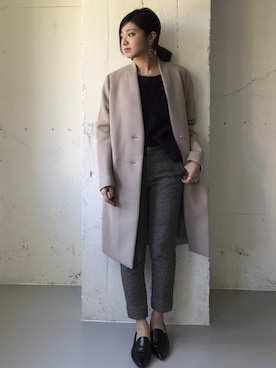 ROSSO Vネックノーカラーコートを使った人気ファッション