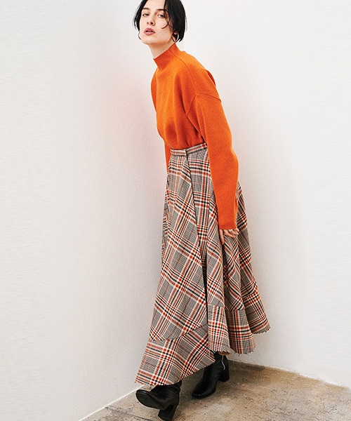 CLANE（クラネ）の「アシンメトリーヘムチェックスカート（）」 - WEAR