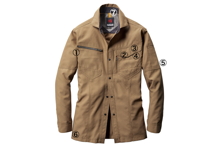 通年]バートル 7093 ドビークロス長袖シャツ[JIS T8118適合](03-7093