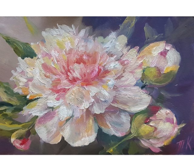 送料無料】ロシア 牡丹の油絵 牡丹の油絵 花の壁アート 花のキャンバス