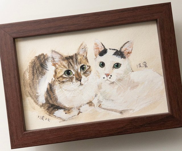 台湾 【あなたの猫を描きます】自由な油絵風ポートレート水彩イラスト