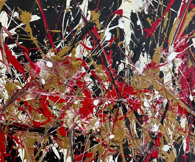 送料無料】スペイン ジャクソン・ポロック風の抽象画、ドリップペイン