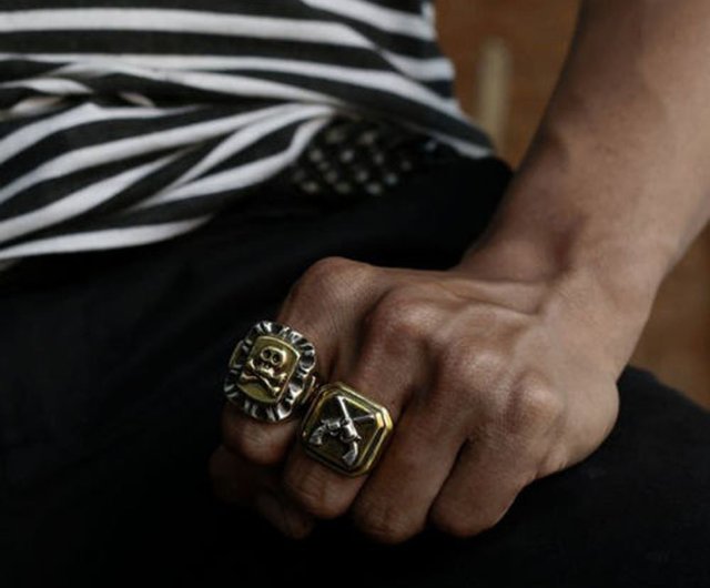 送料無料】タイ 925シルバー メキシカン スカルリング メンズ バイカー