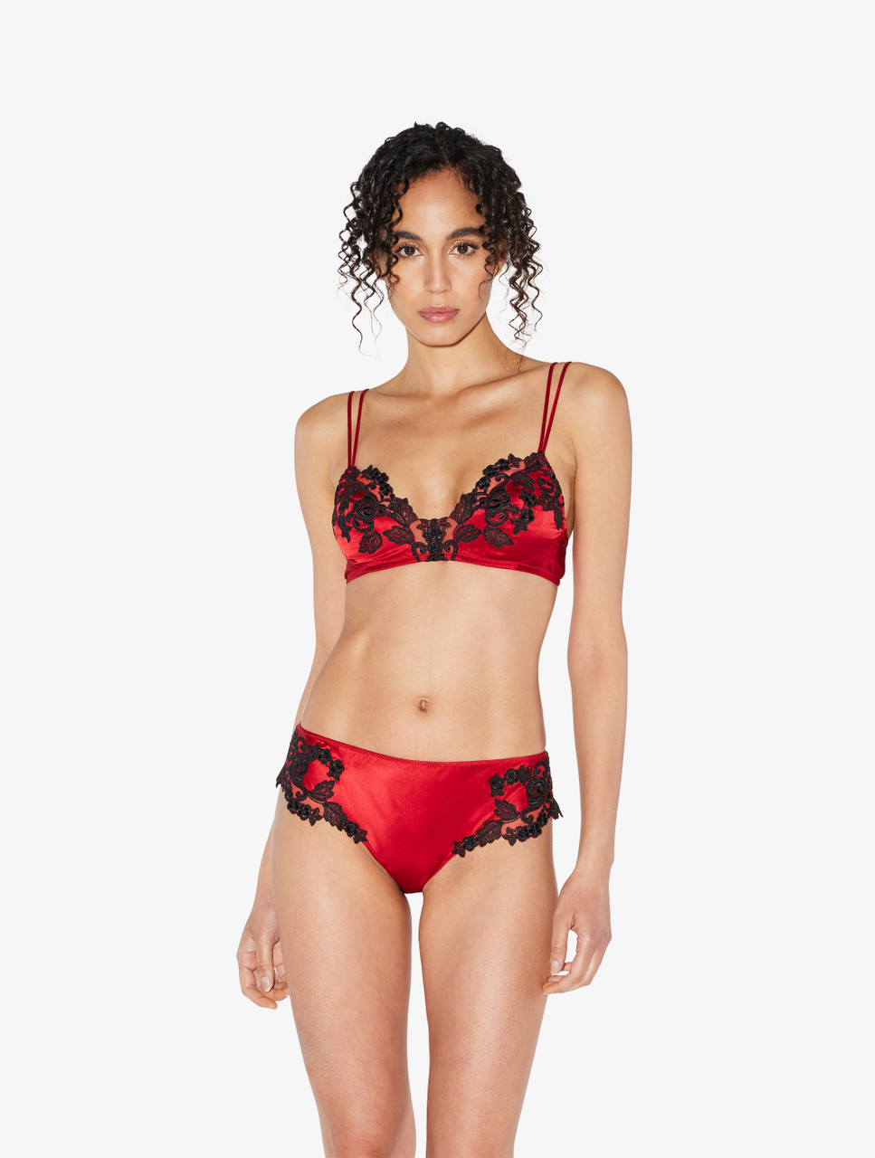 Luxury Silk Medium Knickers in Red with Frastaglio | La Perla