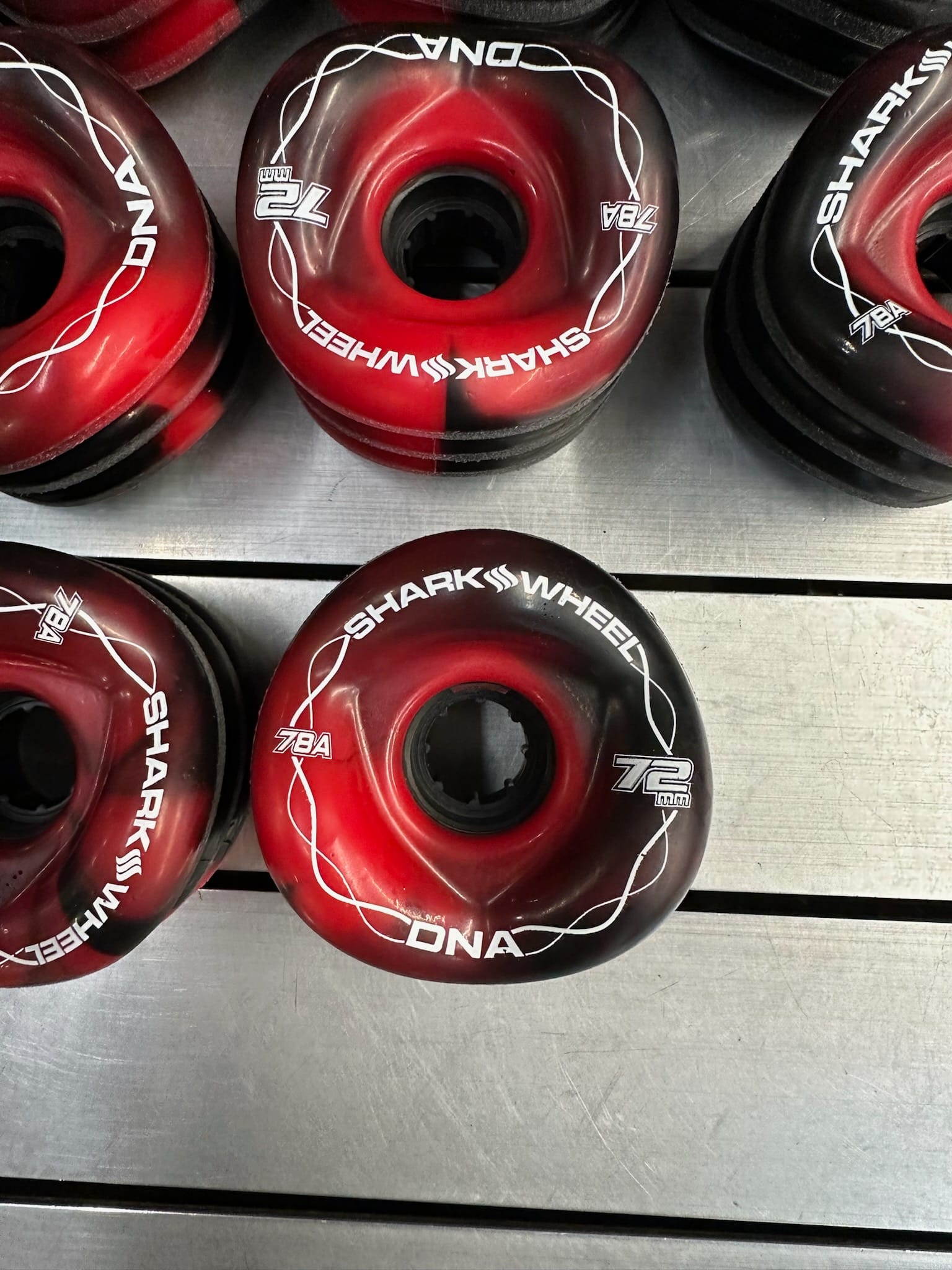 NEW Shark Wheel 72MM, 78a DNA - Red / Black Swirl - Shark Wheel