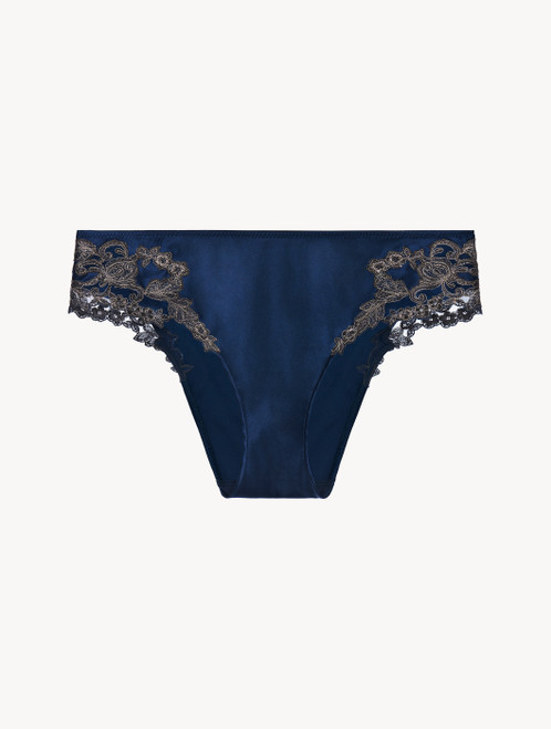 ブラック フラスタリオ刺繍 シルク ミディアムショーツ｜La Perla