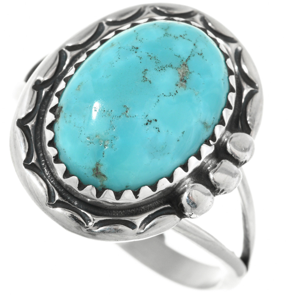 Genuine Blue Turquoise Navajo Ring 26309