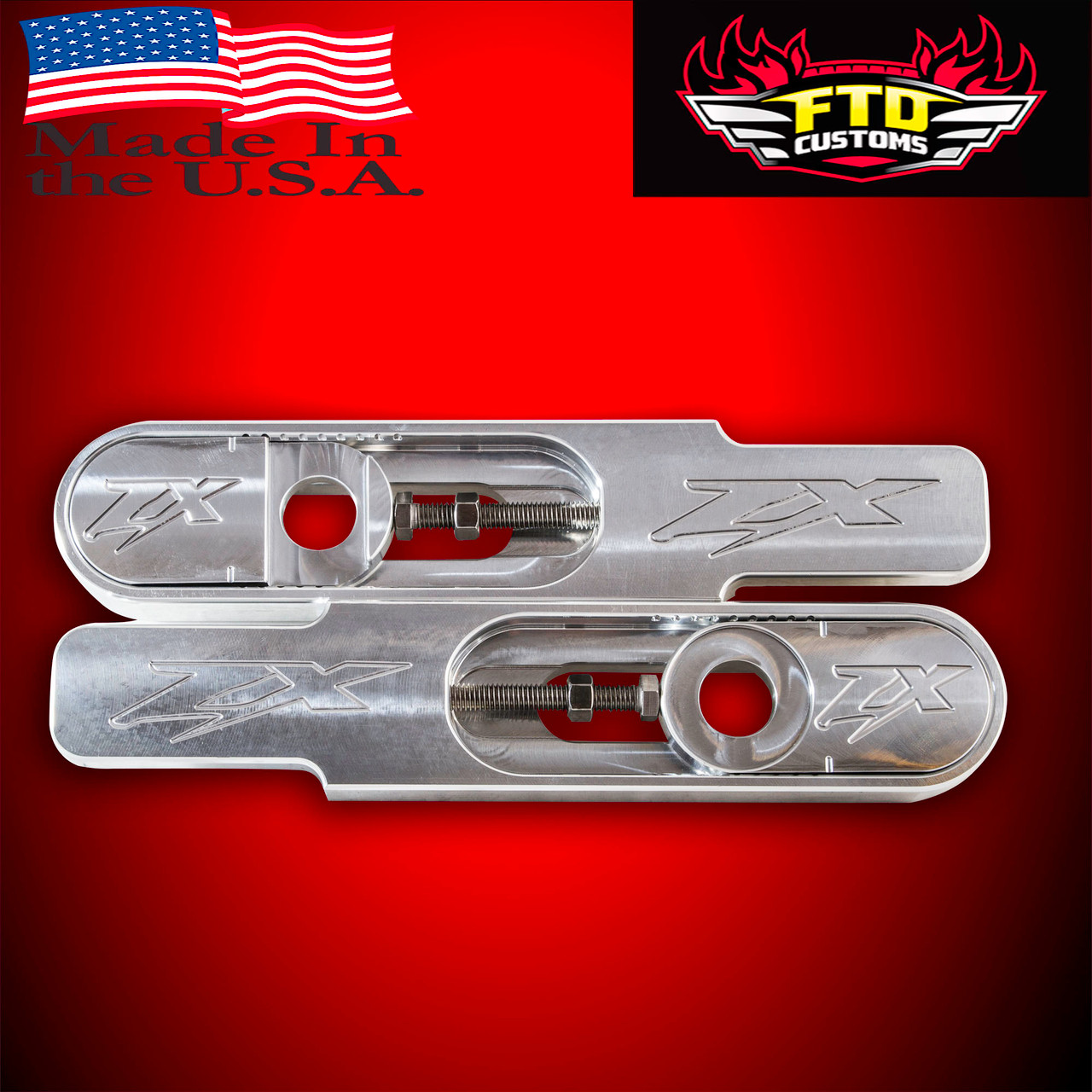 Kawasaki ZX-7R Swingarm Extensions - Raw Finish - Engraved