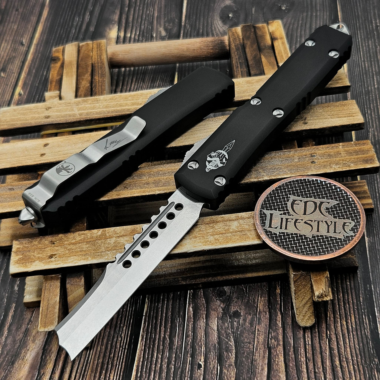 Microtech Ultratech 119R-10S Hellhound Razor Stonewash Standard