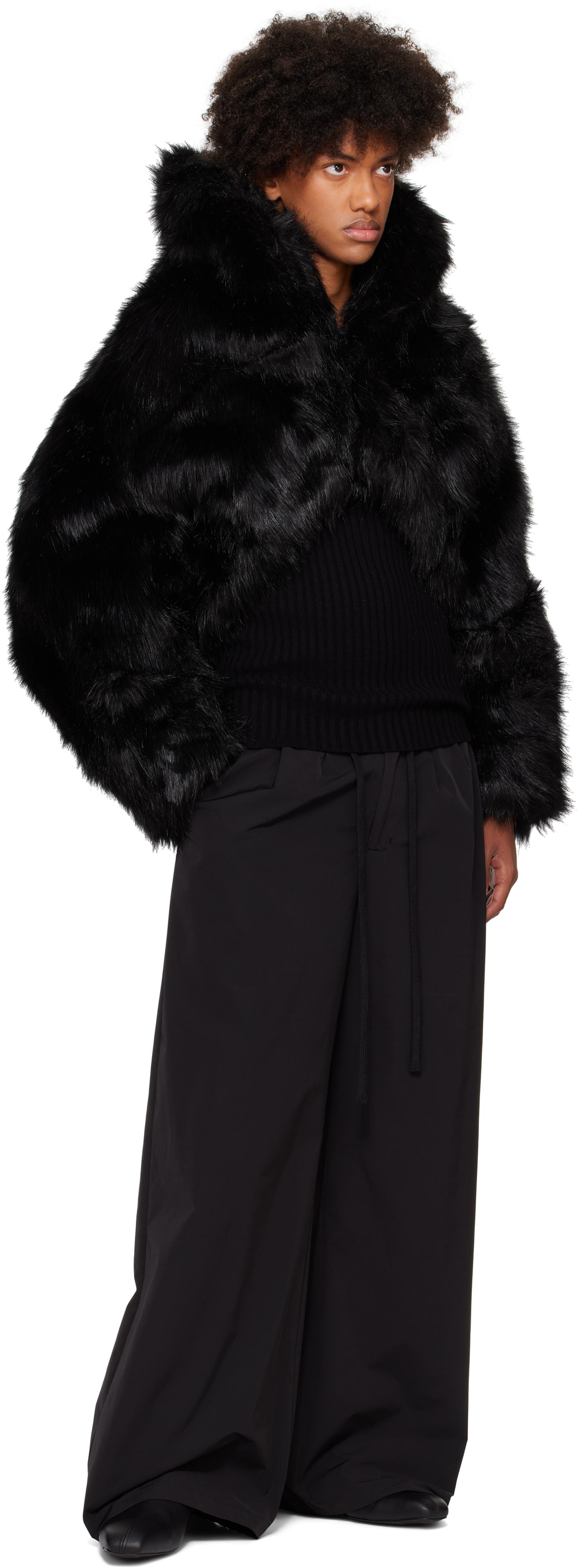 Entire studios Vicinity Crop Faux-fur Jacket in Black for Men | Lyst