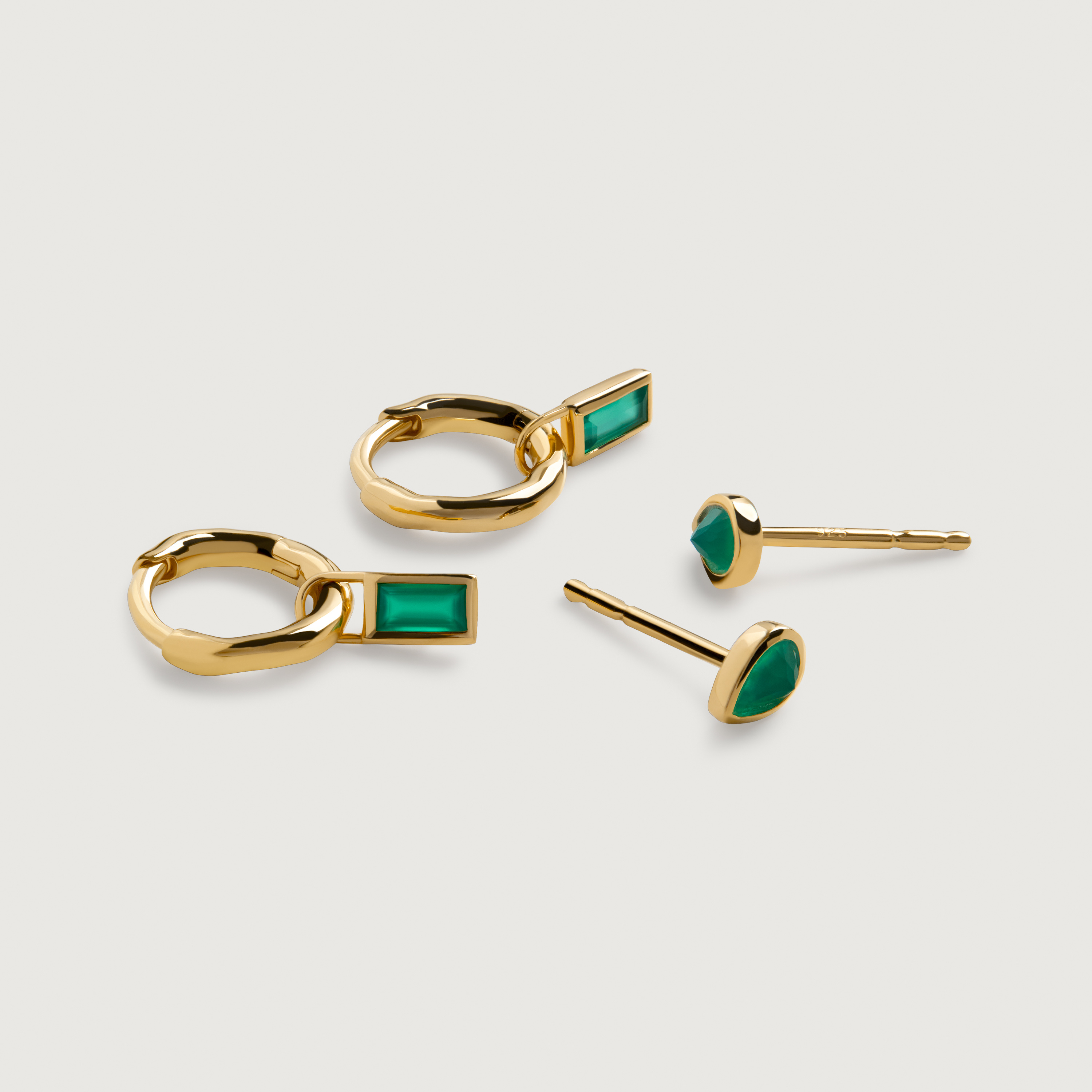 Green Onyx Huggies and Studs Set | Jewellery Sets | Monica Vinader US