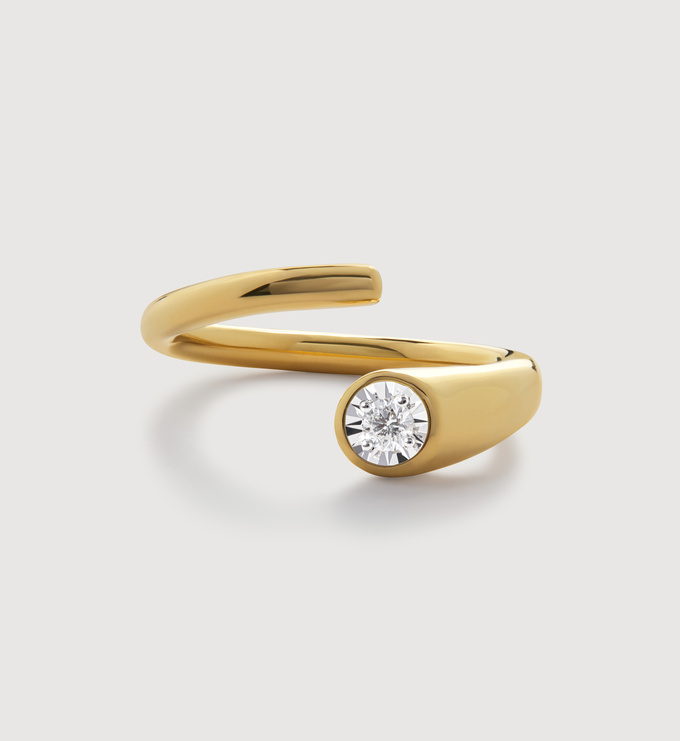 Lab Grown Diamond Solitaire Wrap Ring in 18k Gold Vermeil on