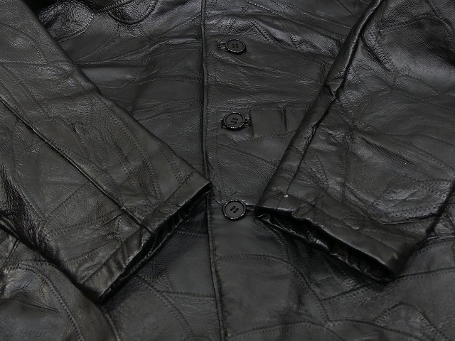 90s ビンテージ LEATHER WORKS パッチワーク クラフト レザー ハーフ