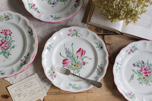 リュネビル窯可憐なチャイナシリーズ24.5cm平皿 フランスアンティーク