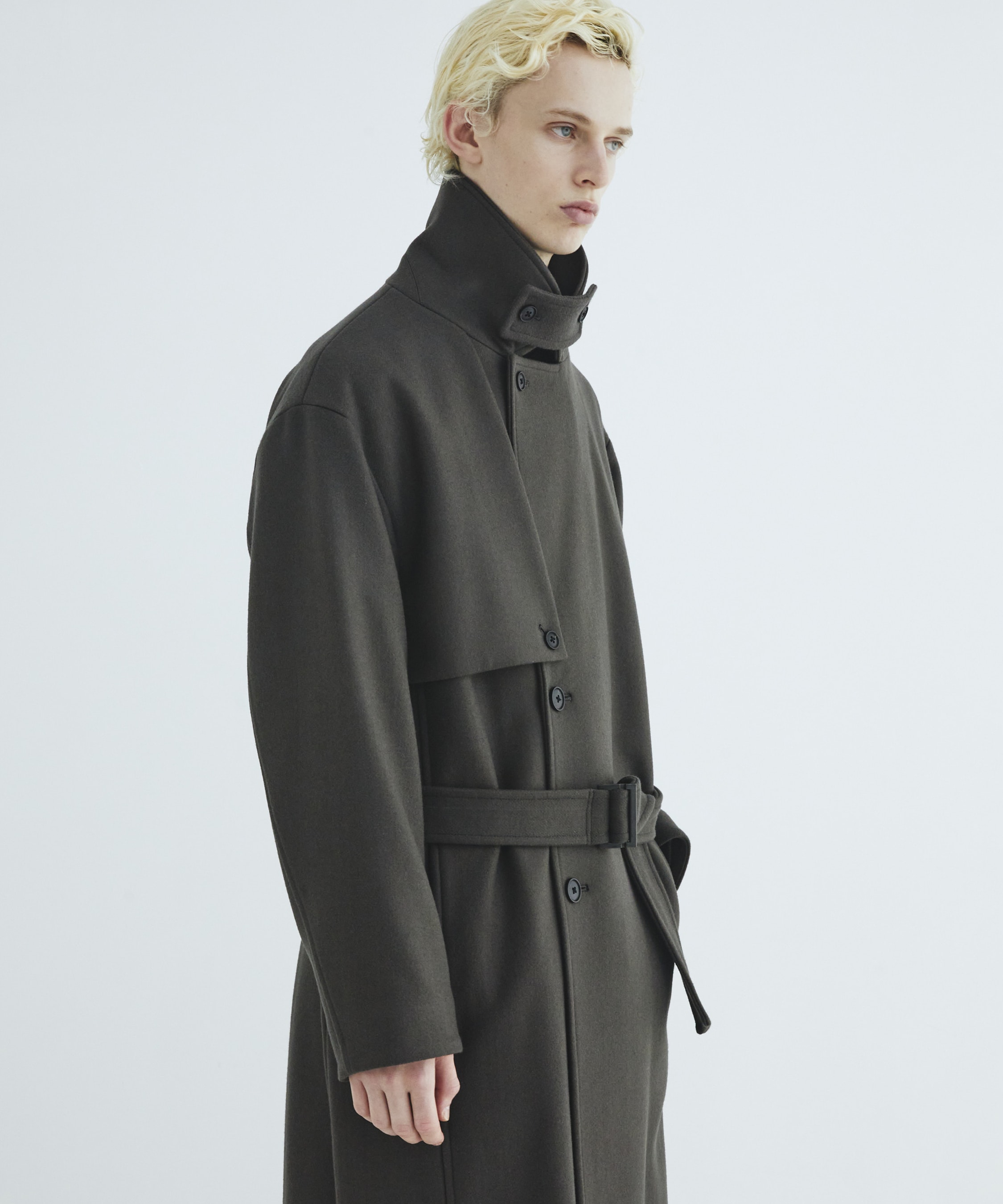 再入荷】Premium meltonベルテッドコート(1 DARK GREY): : メンズ