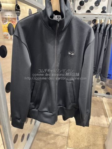 プレイ コムデギャルソン トラックジャケット ワンポイント黒ハート-黒