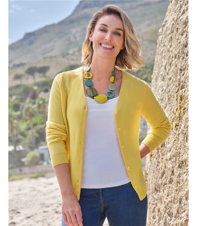 Daffodil | Cashmere Merino Classic V Neck Cardigan | WoolOvers AU