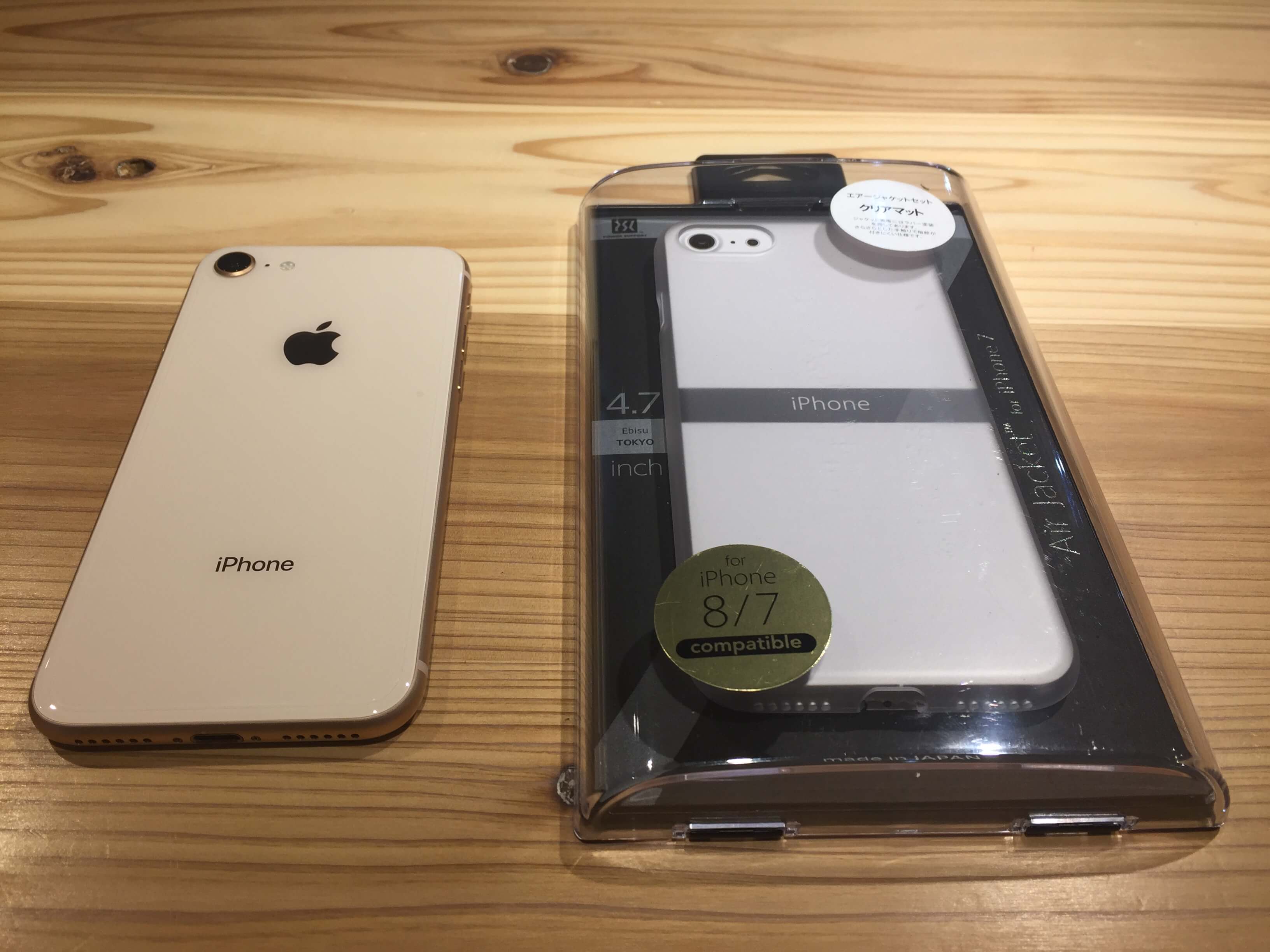 iPhoneケース】iPhone 8ゴールドにパワーサポートのクリアマットケース