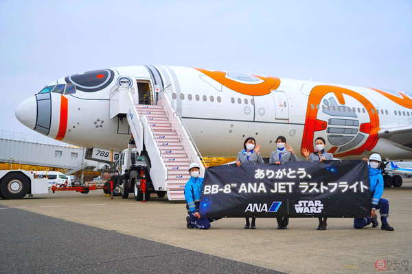不屈の精神で”珍景”再び!? ANA『STAR WARS』塗装「BB-8」機 羽田発最終