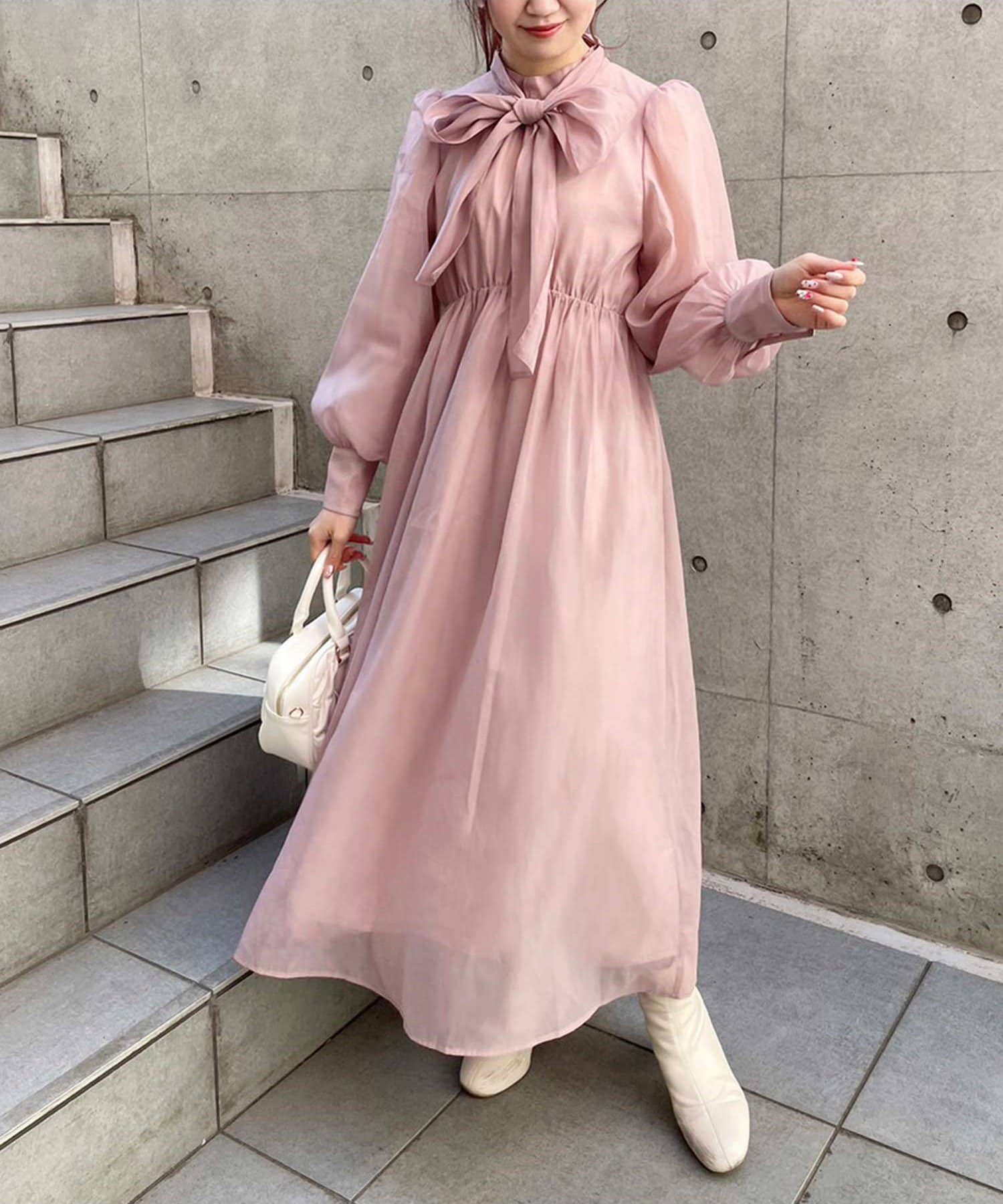 one after another】ボウタイ付きワンピース | NICE CLAUP / OLIVE des