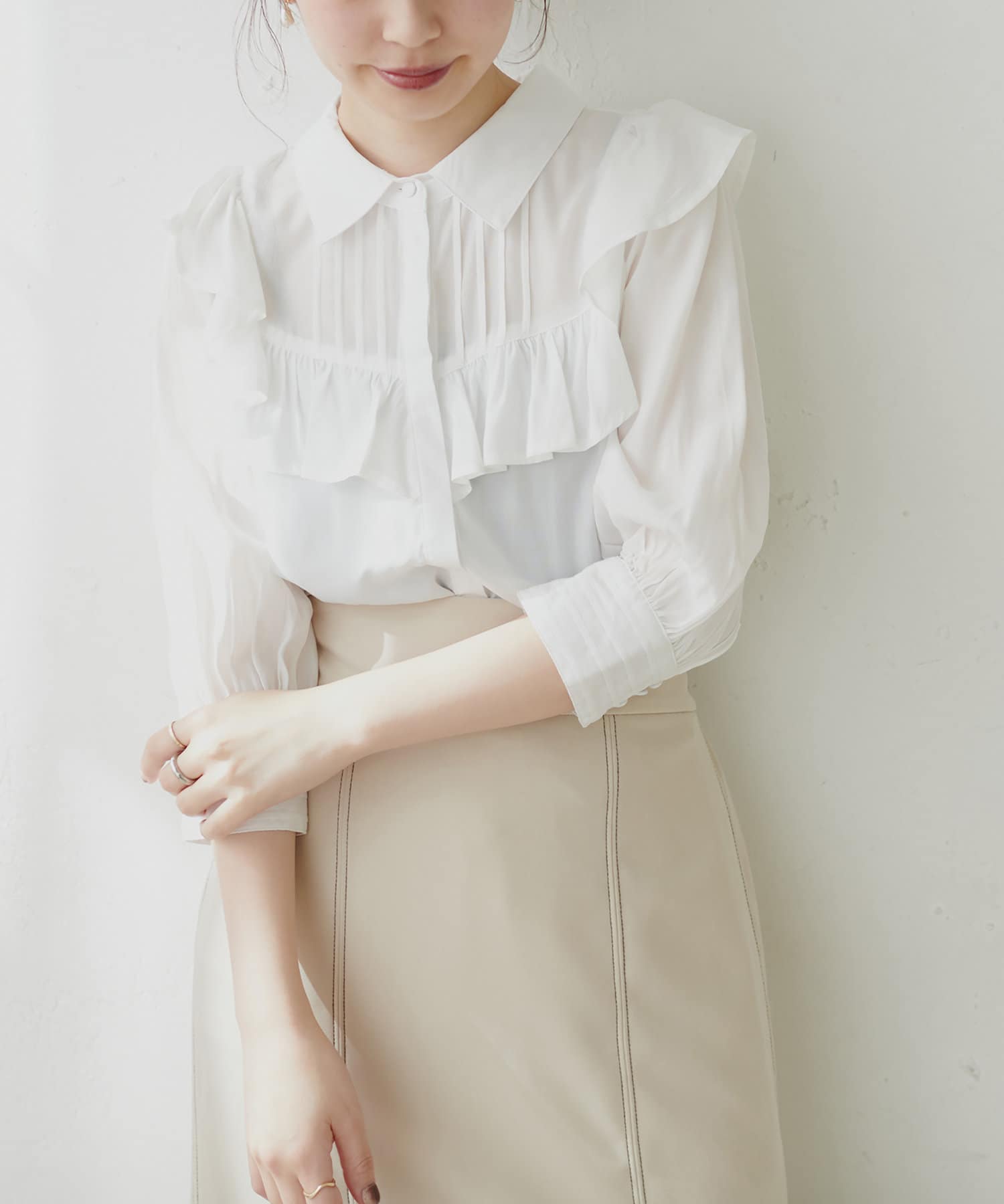 WEB限定】ピンタック×フリルデザインブラウス | natural couture