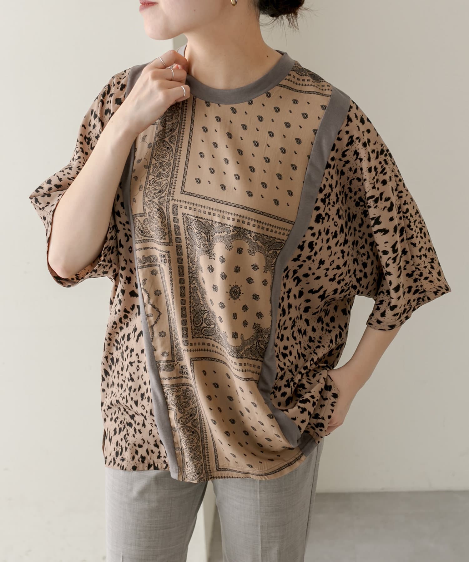手洗い可》柄切り替えTシャツ【SUM1 STYLE(スミスタイル)】 | ear