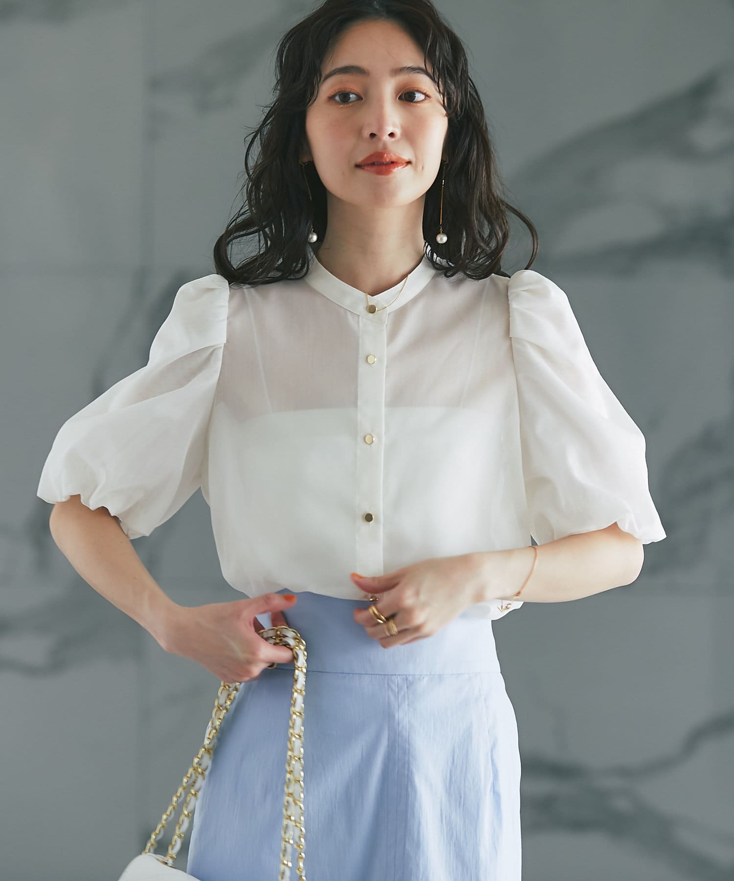 愛されブラウス】シアーバルーンスリーブブラウス | La boutique