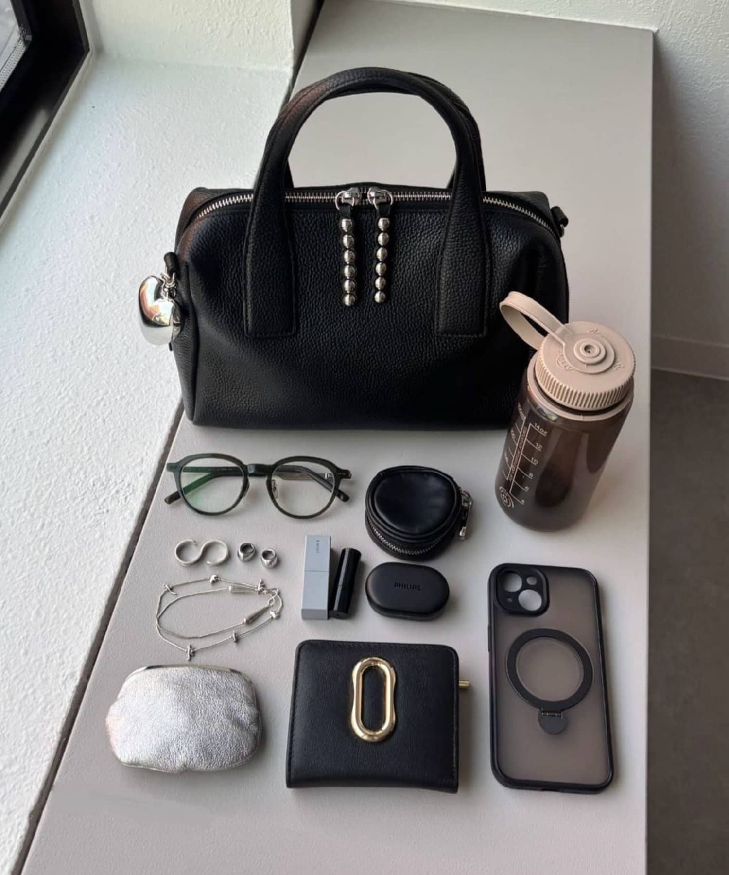 2WAY/スタッズボストンバッグ《オケージョン/本革/500mlボトル収納OK