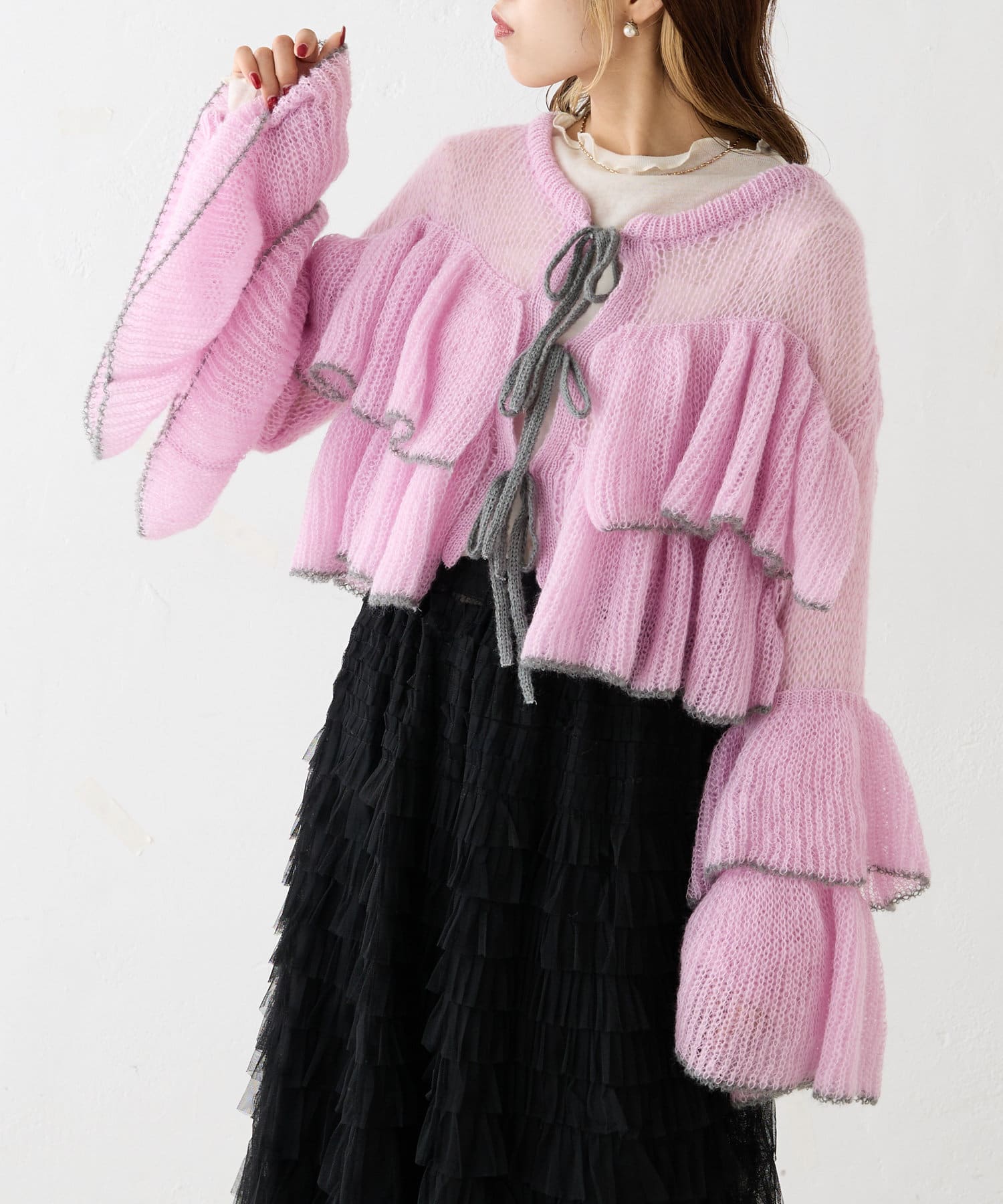 配色フリルニットプルオーバー | w closet(ダブルクローゼット